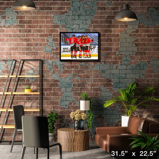Chicago Blackhawks Framed 20" x 29" Goal Celebration Canvas 31.5" x 22.5"
